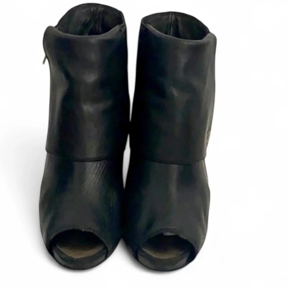 Authentic Joie black leather open toe ankle boots sz 7 Euro 37